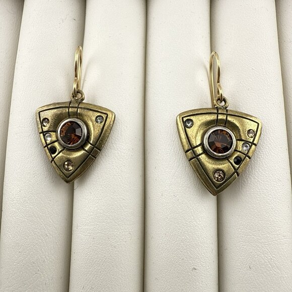 Patricia Locke Earrings Crystal Rhinestone Modernist Multicolor Abstract Art USA - Picture 1 of 10